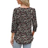 image:imageWIHOLL 34 Length Sleeve Womens Tops with Button Cuffs Dressy Casual V Neck Summer Outfits Early Fall Fashion Spring Clothes01  Black Floral Print