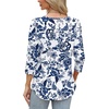 image:imageWIHOLL 34 Length Sleeve Womens Tops with Button Cuffs Dressy Casual V Neck Summer Outfits Early Fall Fashion Spring Clothes01  Blue Floral Print