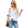 image:imageWIHOLL 34 Length Sleeve Womens Tops with Button Cuffs Dressy Casual V Neck Summer Outfits Early Fall Fashion Spring Clothes01  Floral Print