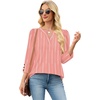 image:imageWIHOLL 34 Length Sleeve Womens Tops with Button Cuffs Dressy Casual V Neck Summer Outfits Early Fall Fashion Spring Clothes01  Pink Stripe