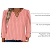 image:imageWIHOLL 34 Length Sleeve Womens Tops with Button Cuffs Dressy Casual V Neck Summer Outfits Early Fall Fashion Spring Clothes01  Pink Stripe