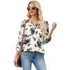 image:imageWIHOLL 34 Length Sleeve Womens Tops with Button Cuffs Dressy Casual V Neck Summer Outfits Early Fall Fashion Spring Clothes02  Black Floral Print