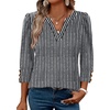 image:imageWIHOLL 34 Length Sleeve Womens Tops with Button Cuffs Dressy Casual V Neck Summer Outfits Early Fall Fashion Spring Clothes02  Black Stripe