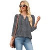 image:imageWIHOLL 34 Length Sleeve Womens Tops with Button Cuffs Dressy Casual V Neck Summer Outfits Early Fall Fashion Spring Clothes02  Black Stripe