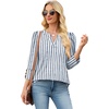 image:imageWIHOLL 34 Length Sleeve Womens Tops with Button Cuffs Dressy Casual V Neck Summer Outfits Early Fall Fashion Spring Clothes02  Blue Stripe