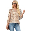 image:imageWIHOLL 34 Length Sleeve Womens Tops with Button Cuffs Dressy Casual V Neck Summer Outfits Early Fall Fashion Spring Clothes02  Brown Print