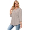 image:imageWIHOLL 34 Length Sleeve Womens Tops with Button Cuffs Dressy Casual V Neck Summer Outfits Early Fall Fashion Spring Clothes02  Coffee Stripe