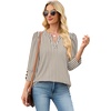 image:imageWIHOLL 34 Length Sleeve Womens Tops with Button Cuffs Dressy Casual V Neck Summer Outfits Early Fall Fashion Spring Clothes02  Coffee Stripe