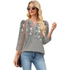 image:imageWIHOLL 34 Length Sleeve Womens Tops with Button Cuffs Dressy Casual V Neck Summer Outfits Early Fall Fashion Spring Clothes02  Grey Floral