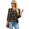 image:imageWIHOLL 34 Length Sleeve Womens Tops with Button Cuffs Dressy Casual V Neck Summer Outfits Early Fall Fashion Spring Clothes02  Leaf Print