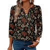 image:imageWIHOLL 34 Length Sleeve Womens Tops with Button Cuffs Dressy Casual V Neck Summer Outfits Early Fall Fashion Spring Clothes02  Leaf Print