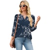 image:imageWIHOLL 34 Length Sleeve Womens Tops with Button Cuffs Dressy Casual V Neck Summer Outfits Early Fall Fashion Spring Clothes02  Navy Print