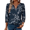 image:imageWIHOLL 34 Length Sleeve Womens Tops with Button Cuffs Dressy Casual V Neck Summer Outfits Early Fall Fashion Spring Clothes02  Navy Print