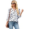 image:imageWIHOLL 34 Length Sleeve Womens Tops with Button Cuffs Dressy Casual V Neck Summer Outfits Early Fall Fashion Spring Clothes02  Navy White Polka Dot
