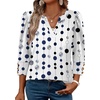 image:imageWIHOLL 34 Length Sleeve Womens Tops with Button Cuffs Dressy Casual V Neck Summer Outfits Early Fall Fashion Spring Clothes02  Navy White Polka Dot