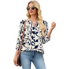 image:imageWIHOLL 34 Length Sleeve Womens Tops with Button Cuffs Dressy Casual V Neck Summer Outfits Early Fall Fashion Spring Clothes02  Navy White Print