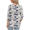 image:imageWIHOLL 34 Length Sleeve Womens Tops with Button Cuffs Dressy Casual V Neck Summer Outfits Early Fall Fashion Spring Clothes02  Navy White Print