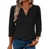 image:imageWIHOLL 34 Length Sleeve Womens Tops with Button Cuffs Dressy Casual V Neck Summer Outfits Early Fall Fashion Spring Clothes03  Black