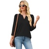image:imageWIHOLL 34 Length Sleeve Womens Tops with Button Cuffs Dressy Casual V Neck Summer Outfits Early Fall Fashion Spring Clothes03  Black