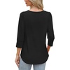 image:imageWIHOLL 34 Length Sleeve Womens Tops with Button Cuffs Dressy Casual V Neck Summer Outfits Early Fall Fashion Spring Clothes03  Black
