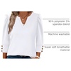 image:imageWIHOLL 34 Length Sleeve Womens Tops with Button Cuffs Dressy Casual V Neck Summer Outfits Early Fall Fashion Spring Clothes04  White