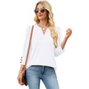 image:imageWIHOLL 34 Length Sleeve Womens Tops with Button Cuffs Dressy Casual V Neck Summer Outfits Early Fall Fashion Spring Clothes04  White
