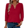 image:imageWIHOLL 34 Length Sleeve Womens Tops with Button Cuffs Dressy Casual V Neck Summer Outfits Early Fall Fashion Spring Clothes05  Red