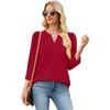 image:imageWIHOLL 34 Length Sleeve Womens Tops with Button Cuffs Dressy Casual V Neck Summer Outfits Early Fall Fashion Spring Clothes05  Red
