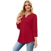 image:imageWIHOLL 34 Length Sleeve Womens Tops with Button Cuffs Dressy Casual V Neck Summer Outfits Early Fall Fashion Spring Clothes05  Red