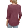 image:imageWIHOLL 34 Length Sleeve Womens Tops with Button Cuffs Dressy Casual V Neck Summer Outfits Early Fall Fashion Spring Clothes06  Wine Red
