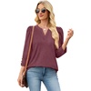 image:imageWIHOLL 34 Length Sleeve Womens Tops with Button Cuffs Dressy Casual V Neck Summer Outfits Early Fall Fashion Spring Clothes06  Wine Red