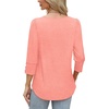 image:imageWIHOLL 34 Length Sleeve Womens Tops with Button Cuffs Dressy Casual V Neck Summer Outfits Early Fall Fashion Spring Clothes07  Coral