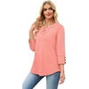 image:imageWIHOLL 34 Length Sleeve Womens Tops with Button Cuffs Dressy Casual V Neck Summer Outfits Early Fall Fashion Spring Clothes07  Coral
