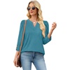 image:imageWIHOLL 34 Length Sleeve Womens Tops with Button Cuffs Dressy Casual V Neck Summer Outfits Early Fall Fashion Spring Clothes08  Turquoise