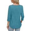 image:imageWIHOLL 34 Length Sleeve Womens Tops with Button Cuffs Dressy Casual V Neck Summer Outfits Early Fall Fashion Spring Clothes08  Turquoise