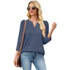 image:imageWIHOLL 34 Length Sleeve Womens Tops with Button Cuffs Dressy Casual V Neck Summer Outfits Early Fall Fashion Spring Clothes09  Blue
