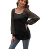 image:imageWIHOLL Blouse Tops for Women Loose Fit Long Sleeve Shirts Square Neck Tops
