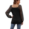 image:imageWIHOLL Blouse Tops for Women Loose Fit Long Sleeve Shirts Square Neck Tops