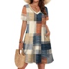 image:imageWIHOLL Boho Summer Dresses for Women Casual Loose T Shirt Dress with Pockets Beach Vacation Outfits S4XL03orange and Blue Plaid