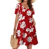 image:imageWIHOLL Boho Summer Dresses for Women Casual Loose T Shirt Dress with Pockets Beach Vacation Outfits S4XL03red Floral