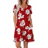 image:imageWIHOLL Boho Summer Dresses for Women Casual Loose T Shirt Dress with Pockets Beach Vacation Outfits S4XL03red Floral