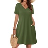 image:imageWIHOLL Boho Summer Dresses for Women Casual Loose T Shirt Dress with Pockets Beach Vacation Outfits S4XL04olive Green
