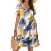 image:imageWIHOLL Boho Summer Dresses for Women Casual Loose T Shirt Dress with Pockets Beach Vacation Outfits S4XL04watercolor Floral