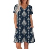 image:imageWIHOLL Boho Summer Dresses for Women Casual Loose T Shirt Dress with Pockets Beach Vacation Outfits S4XL05navy Ethnic