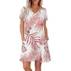image:imageWIHOLL Boho Summer Dresses for Women Casual Loose T Shirt Dress with Pockets Beach Vacation Outfits S4XL06floral Pink Leaf