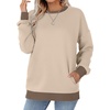 image:imageWIHOLL Crewneck Sweatshirts Women Pockets Long Sleeve Tops Fall FashionApricot Coffee