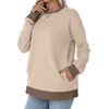 image:imageWIHOLL Crewneck Sweatshirts Women Pockets Long Sleeve Tops Fall FashionApricot Coffee
