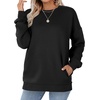 image:imageWIHOLL Crewneck Sweatshirts Women Pockets Long Sleeve Tops Fall FashionBlack