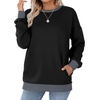 image:imageWIHOLL Crewneck Sweatshirts Women Pockets Long Sleeve Tops Fall FashionBlack Grey