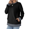 image:imageWIHOLL Crewneck Sweatshirts Women Pockets Long Sleeve Tops Fall FashionBlack Grey